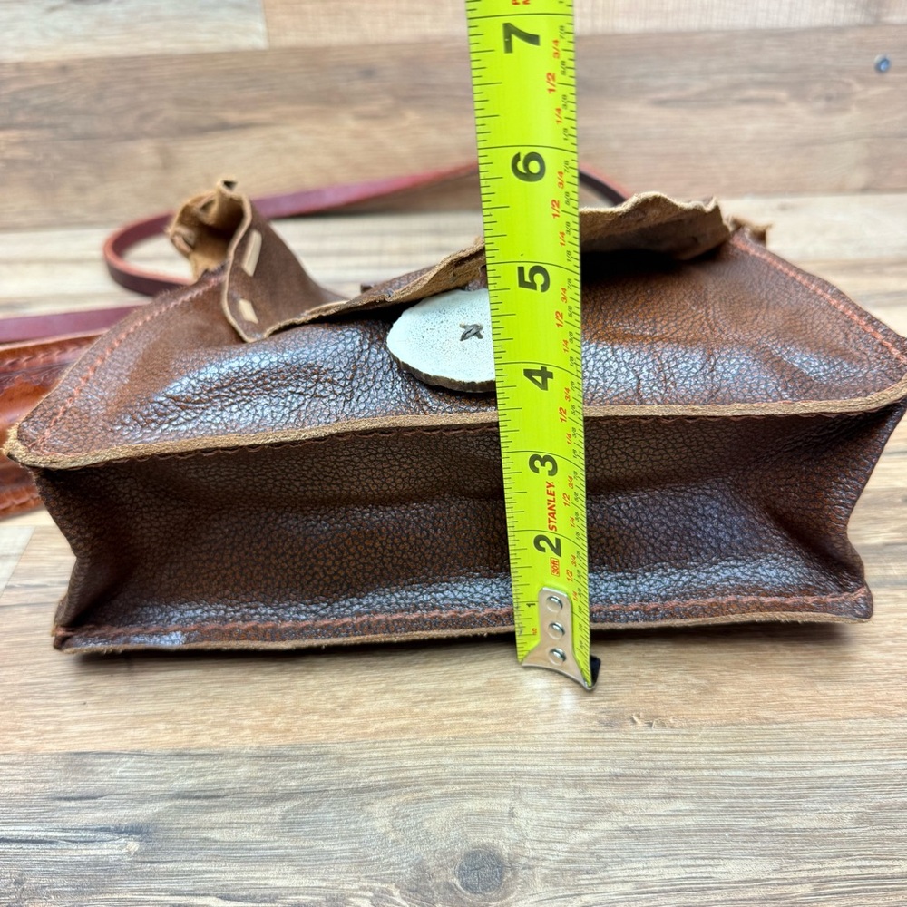 Vtg Crossbody Mini Genuine Leather Hand Tooled Embossed & Painted - Picture 6 of 10